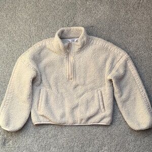 Athleta Girl Cream Sherpa Half-Zip